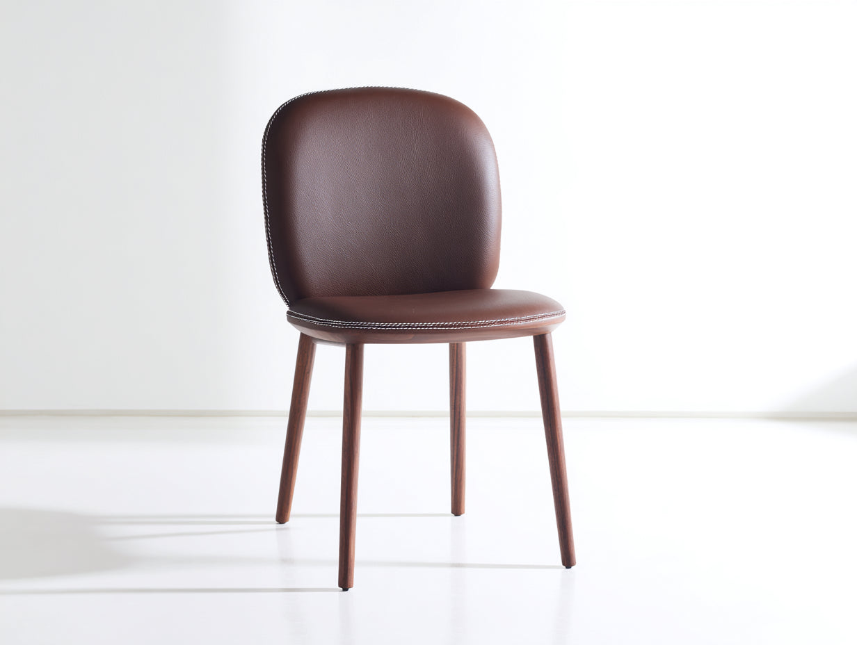 Chaise de salle à manger en cuir 50x52x83 cm - marron foncé et bois foncé - design moderne pour salle à manger