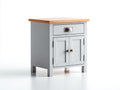 Buffet en bois 68x38x82 cm - gris clair et bois naturel - design campagne pour salle à manger