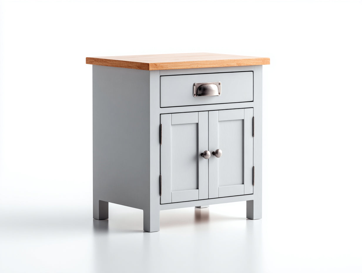 Buffet en bois 68x38x82 cm - gris clair et bois naturel - design campagne pour salle à manger