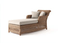 Bain de soleil en rotin tressé 190x82x80 cm - marron naturel et beige - style détente pour jardin