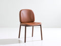 Chaise de salle à manger en cuir 49x51x82 cm - marron cognac et bois foncé - design contemporain pour salle à manger