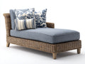 Bain de soleil en rotin tressé 189x80x77 cm - marron naturel et bleu gris - style détente pour jardin