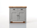 Buffet en bois 89x41x84 cm - gris clair et bois naturel - design contemporain pour salle à manger