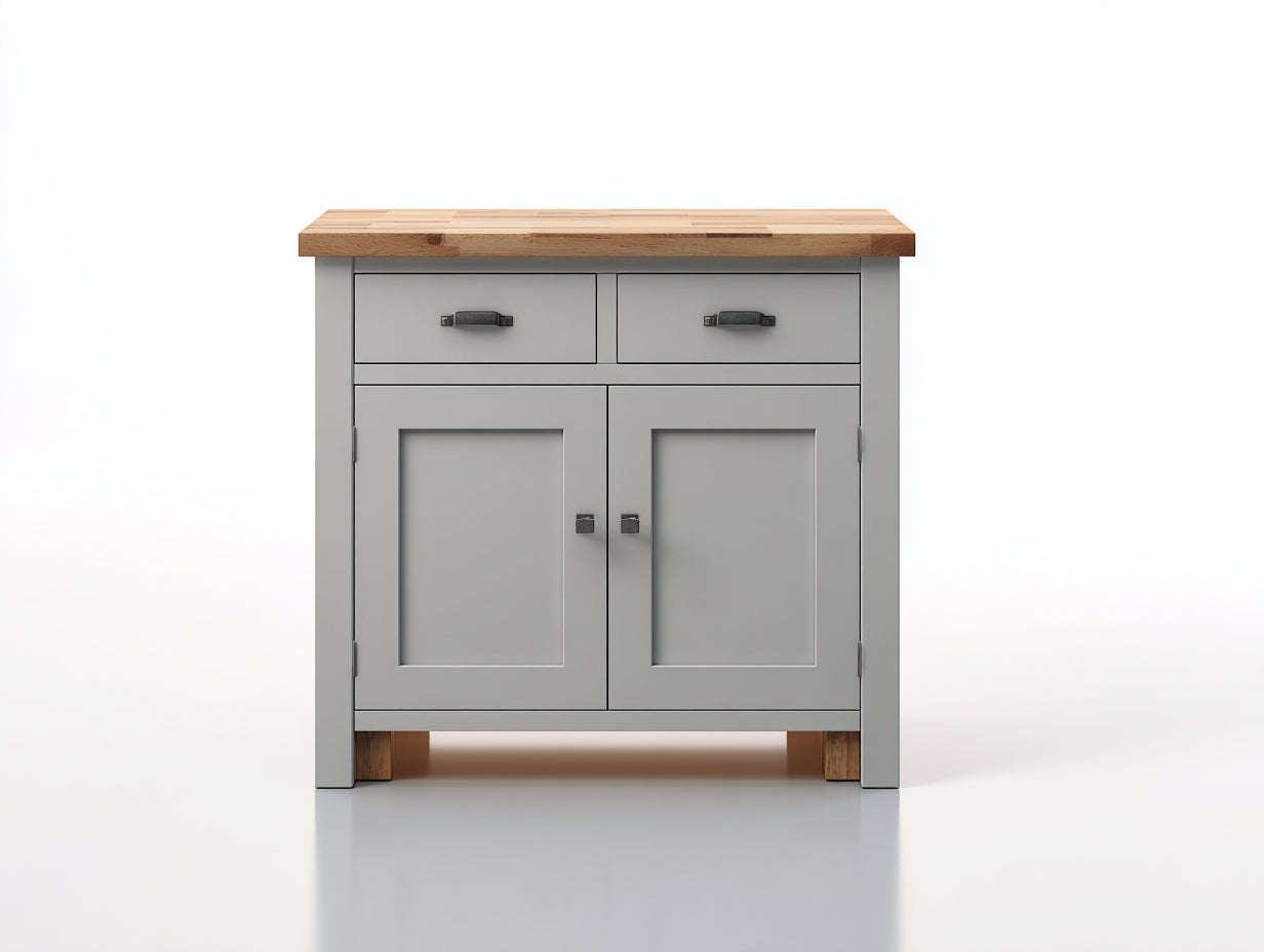 Buffet en bois 89x41x84 cm - gris clair et bois naturel - design contemporain pour salle à manger