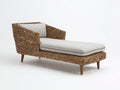 Bain de soleil en rotin tressé 192x76x75 cm - marron naturel et gris clair - style détente pour jardin