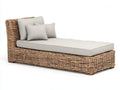 Bain de soleil en rotin tressé 194x78x73 cm - marron naturel et beige clair - style détente pour jardin