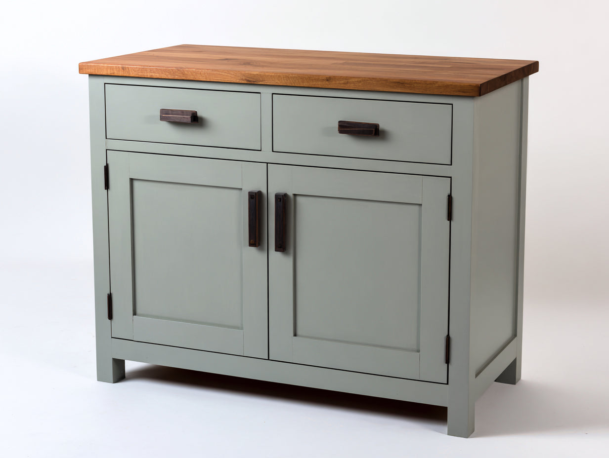 Buffet en bois 108x45x86 cm - gris sauge et bois naturel - design contemporain pour salle à manger