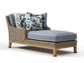Bain de soleil en rotin tressé 191x79x78 cm - marron naturel et bleu gris - style détente pour jardin