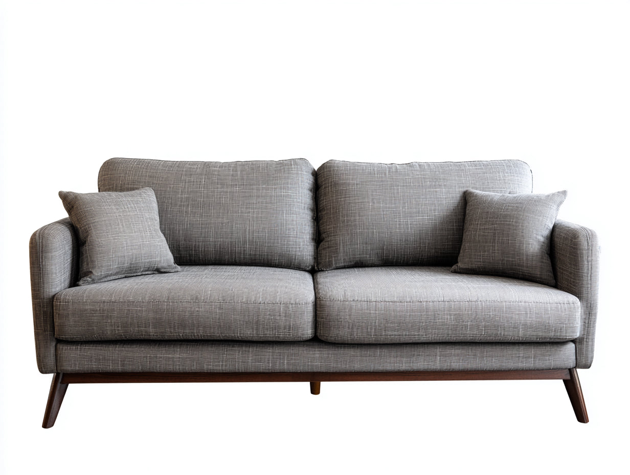 Canapé 2 places en tissu 172x85x80 cm - gris et bois brun - design moderne pour salon