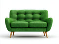 Canapé 2 places en tissu 158x83x78 cm - vert vif et bois clair - design rétro pour salon