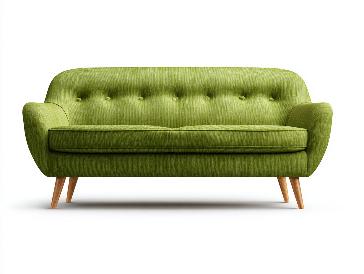 Canapé 2 places en tissu texturé 174x81x79 cm - vert clair - pour salon style rétro