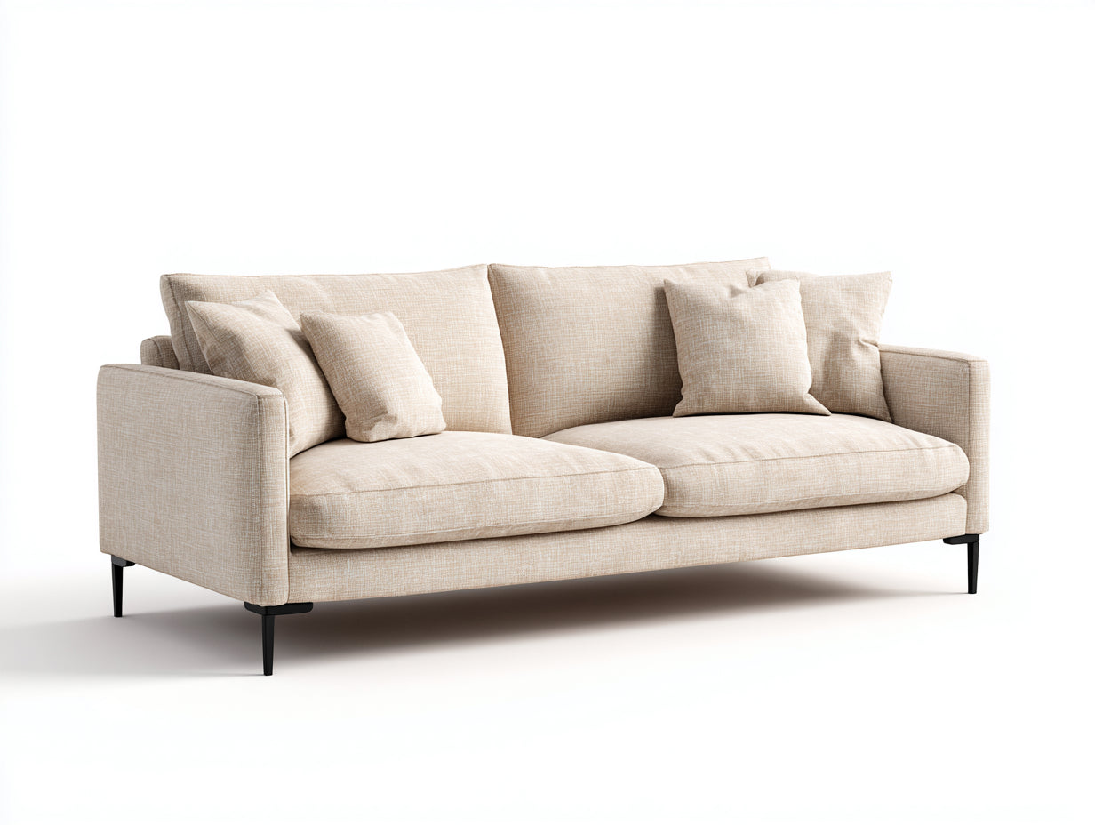 Canapé 2 places en tissu 178x86x79 cm - beige et noir - design moderne pour salon
