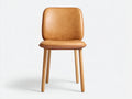 Chaise de salle à manger en cuir 52x52x84 cm - marron caramel et bois clair - design moderne pour salle à manger