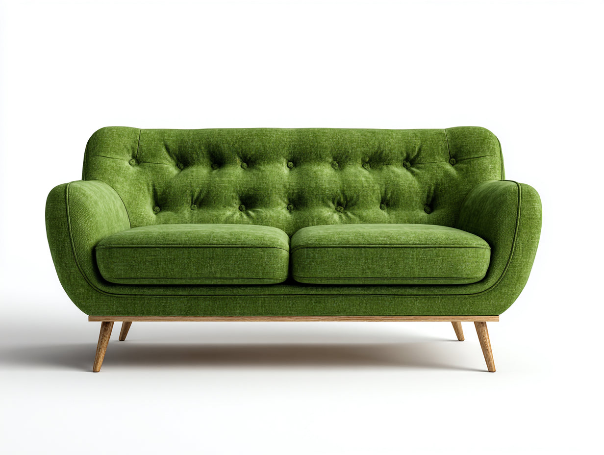Canapé 2 places en tissu texturé 178x84x81 cm - vert olive - pour salon style rétro