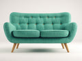 Canapé 2 places en tissu texturé 184x85x83 cm - turquoise - pour salon style rétro