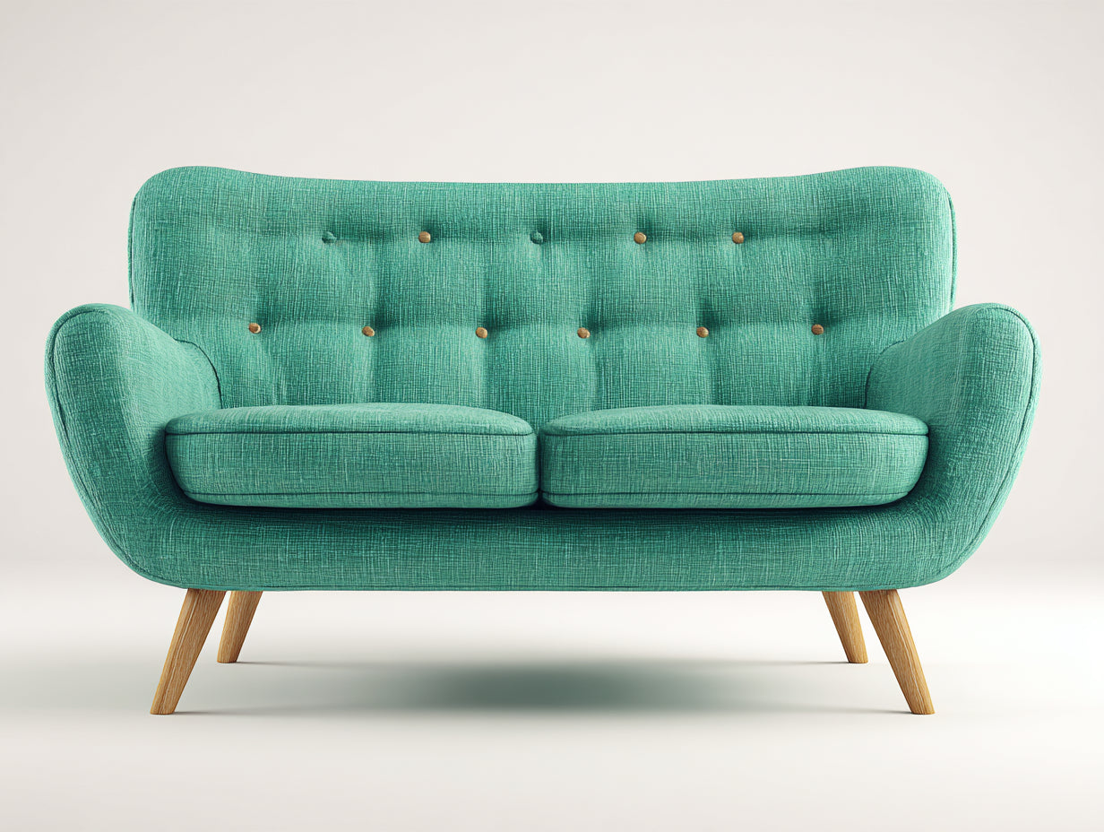 Canapé 2 places en tissu texturé 184x85x83 cm - turquoise - pour salon style rétro