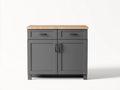 Buffet en bois 90x42x86 cm - gris foncé et bois naturel - design moderne pour salle à manger