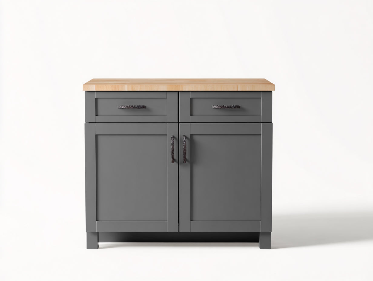 Buffet en bois 90x42x86 cm - gris foncé et bois naturel - design moderne pour salle à manger