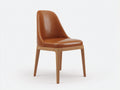 Chaise de salle à manger en cuir synthétique 46x53x84 cm - brun cognac et bois clair - design contemporain pour salle à manger