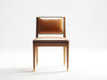 Chaise de salle à manger en cuir synthétique 49x52x80 cm - marron cognac et bois brun clair - design contemporain pour salle à manger