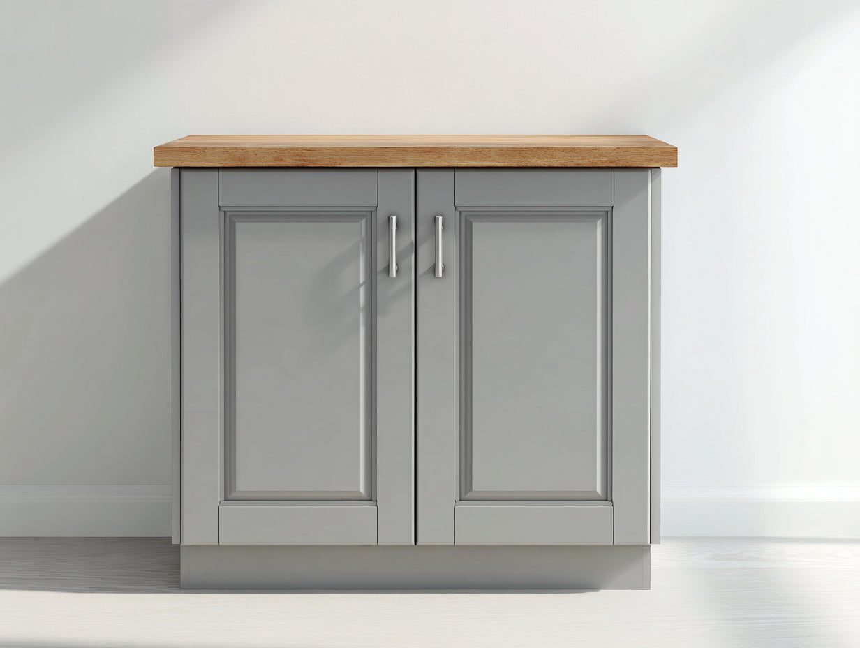Buffet en bois 94x39x82 cm - gris clair et bois naturel - design moderne pour salle à manger