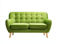 Canapé 2 places en tissu 160x84x78 cm - vert clair et bois clair - design rétro pour salon